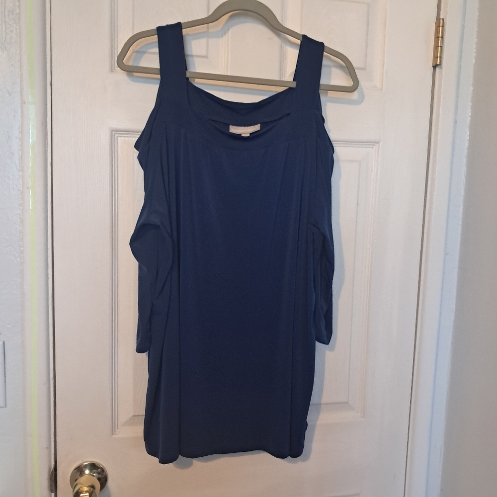 Woman Within Blue Cold Shoulder Top